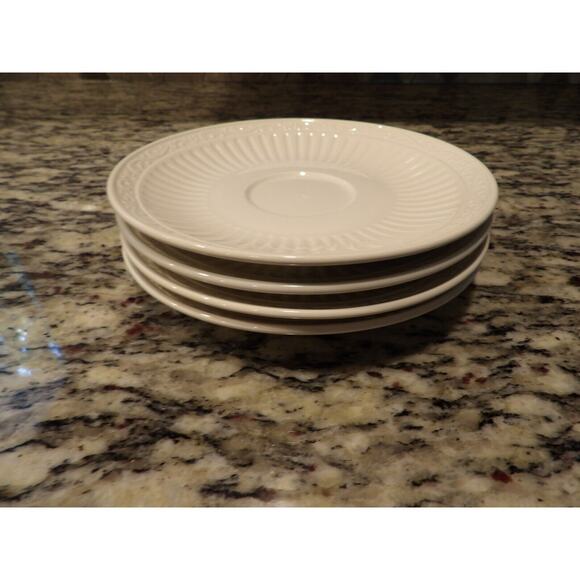 Mikasa Italian Countryside Saucers Only DD900 Set of 4 White Ribbed - Picture 7 of 8